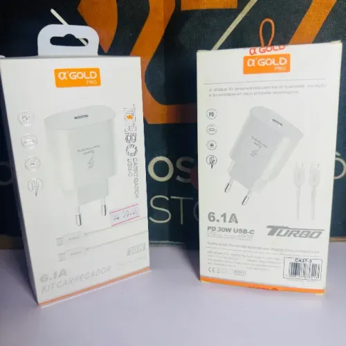 Carregador Turbo AGold 30W com cabo Dupla ponta Tipo-C incluso