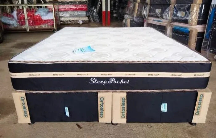 Cama Queen box e colchão