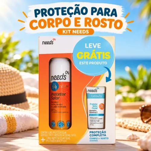 Kit Needs Protetor Solar Facial FPS 70 40g + Corporal FPS 50 Aerossol 200ml
