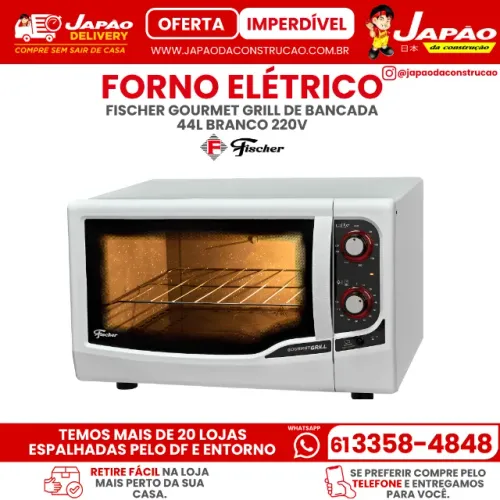 Forno Elétrico Fischer Gourmet Grill de Bancada 44L Branco 220V