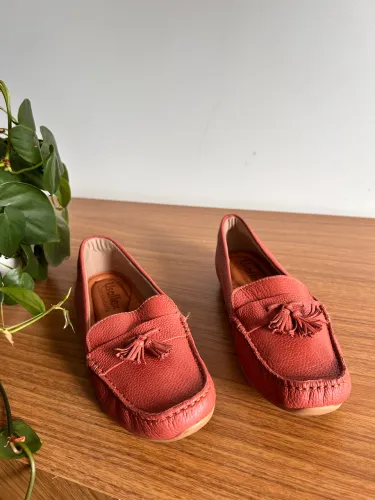 Mocassim 33 Couro Legítimo Rosa Salmão Usaflex