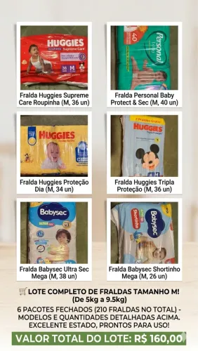 Fraldas M (Huggies, Personal, Babysec)