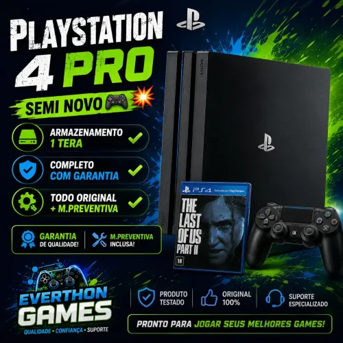 PS4 PRO 4K. 1 TERA SEMI NOVO