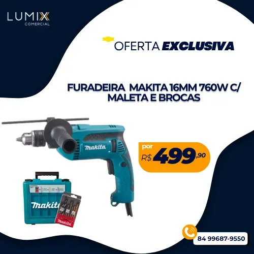 FURADEIRA MAKITA 16MM 760W C/MALETA E BROCAS
