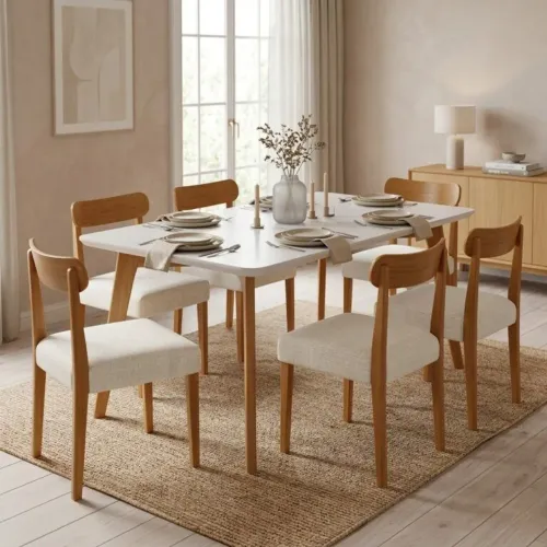 Mesa Anne 180x90 com 5 cadeiras Maragogi - Entrega Rápida