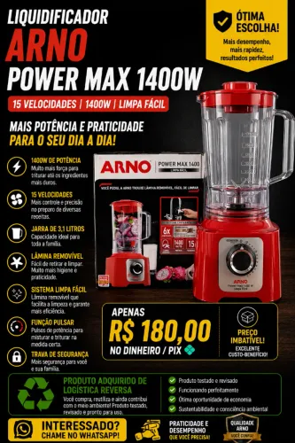 Liquidificador Arno Power Max 1400 W 15 velocidades 3,1 L