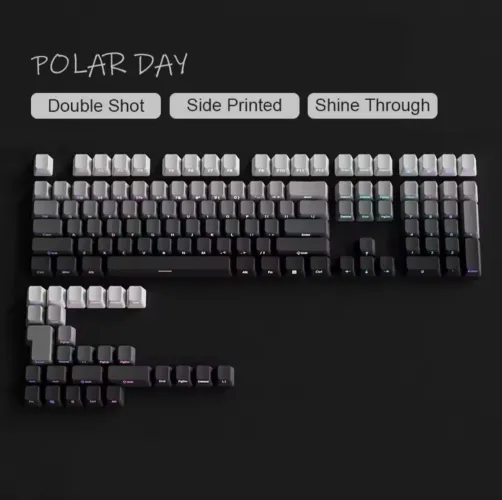 KIT 133 KEYCAPS POLAR DAY GRADIENTE PBT DOUBLE SHOT