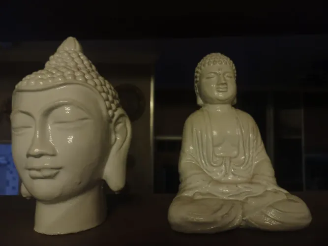 Conjunto Busto + Buda Sentado Cerâmica Branca