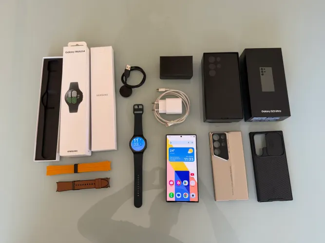 Vendo Combo: Galaxy S23 Ultra 512GB (Verde) + Galaxy Watch 4 (44mm) - Único Dono
