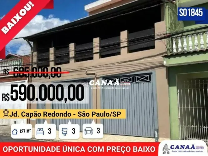 Sobrado com 3 dormitórios à venda, 127 m² por R$ 590.000,00 - Jardim Capão Redondo - São P