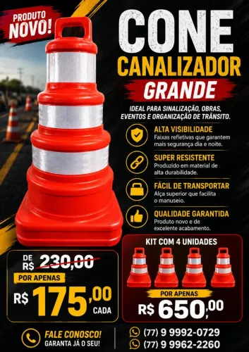KIT CONES REFLETIVO COM BASE BARRIL NOVO