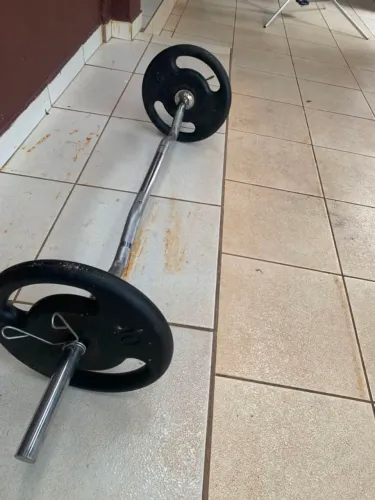 Barra W montada + Anilhas 10 KG