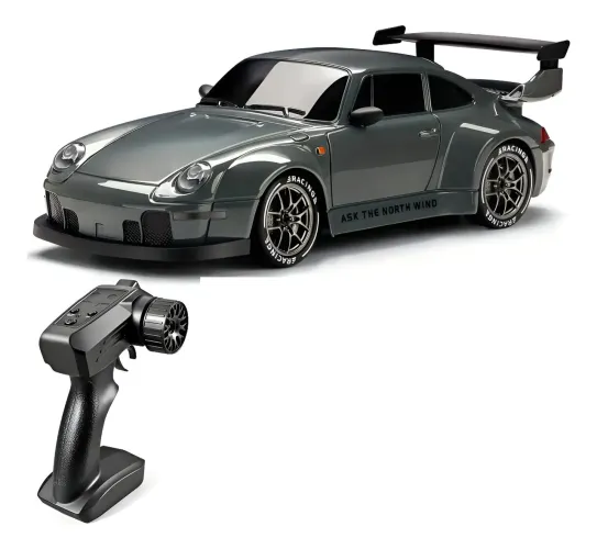 Carrinho de Controle Remoto Porsche 993 4x4 Rc Drift 1:24 Cinza-escuro Porsche
