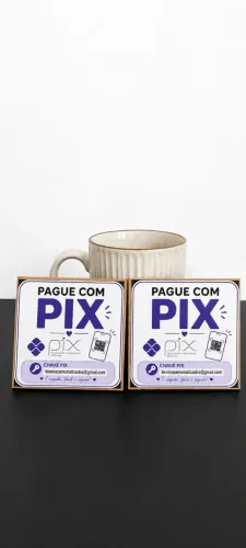 Kit 2 plaquinhas Pague com Pix em MDF e adesivo Qualidade
