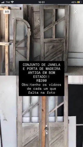 Conjunto porta e janela de madeira antiga!!
