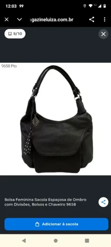 Bolsa Feminina Sacola Espaçosa de Ombro com Divisões, Bolsos e Chaveiro - H2 Bolsas