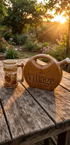 Cantil vintage de vinho Village mais caneca de brinde são Joaquim