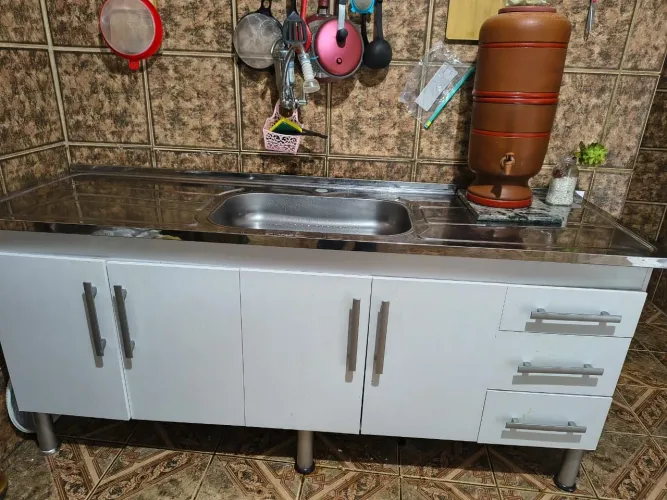 ARMÁRIO DE COZINHA C/ PIA INOX ( PRA SAIR HOJE )