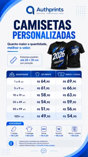 Camisetas personalizadas para sua empresa, equipe, evento ou projeto