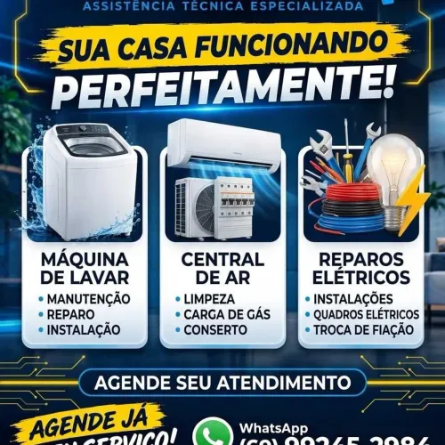Conserto de Máquina de Lavar, Ar-Condicionado e Reparos Elétricos
