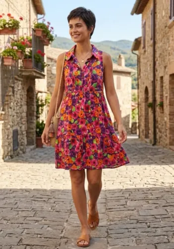 vestido em viscose estampa florido