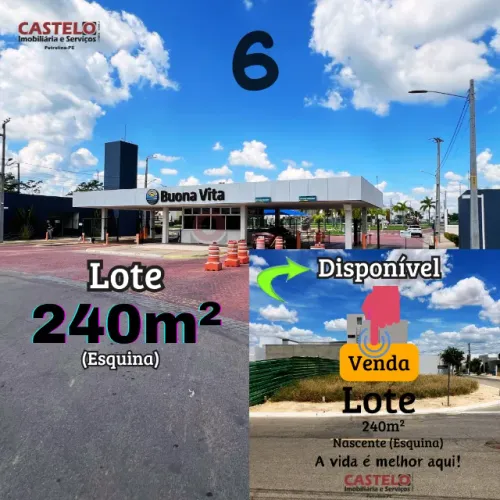 Terreno à venda 240m²/Nascente/Esquina: Buona Vita Petrolina