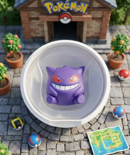Miniatura Pokemon Gengar na Pokebola Oficial Funism