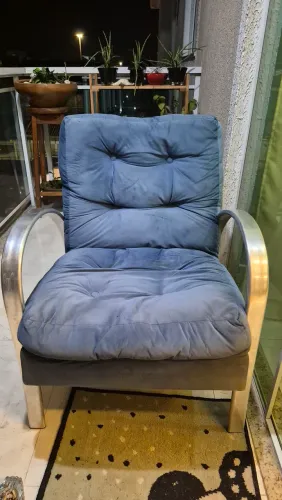 Vendo sofá suede azul
