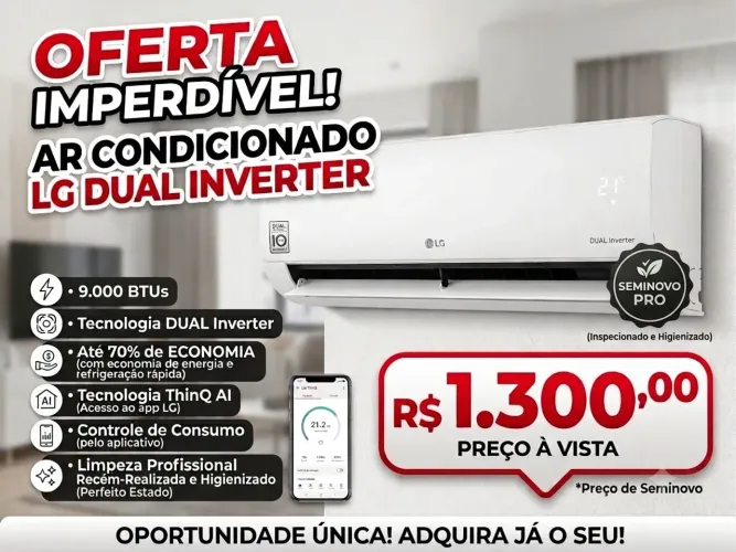 Ar condicionado seminovo 9.000 Btus LG Dual inverter