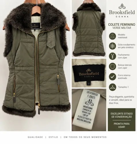 ? Colete Feminino Brooksfield Donna Verde Militar