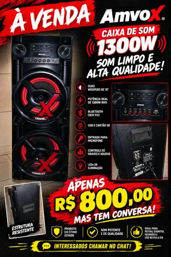 CAIXA DE SOM AMVOX 1300W