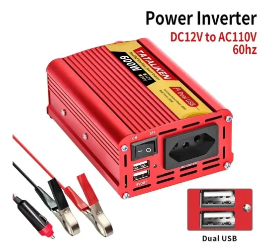 Inversor 12v 127v automotivo transformador de tensao 600w - energia veicular tomada carro