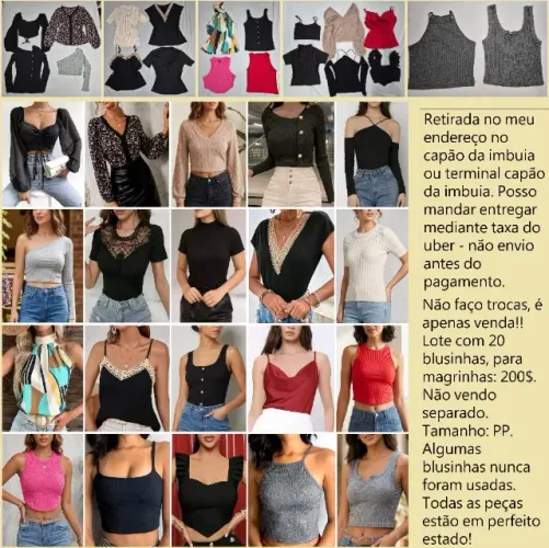 Lote com 20 blusinhas PP por 200$, excelente estado