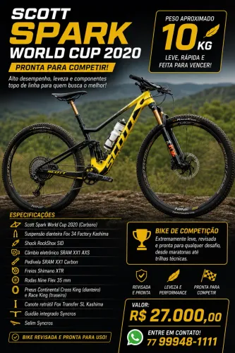 SCOTT SPARK WORLD CUP 2020 - APROXIMADAMENTE 10 KG | PRONTA PARA COMPETIR!