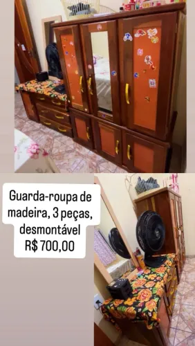 Guarda roupa 3 peças em madeira R$ 700