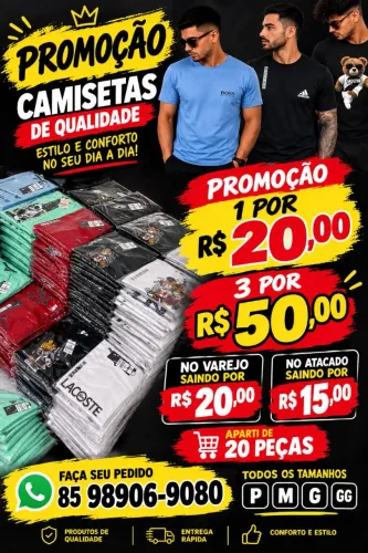 Vendas de blusa no varejo e no atacado na malha peruana no tamanho P, M, G, GG