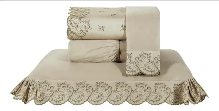 Cobre leito +lençol c/ bordado +lençol elástico +fronha *Cama super King