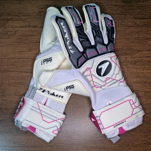 LUVA DE GOLEIRO POKER CHAMPION 9, Branco/Rosa 11, Nova