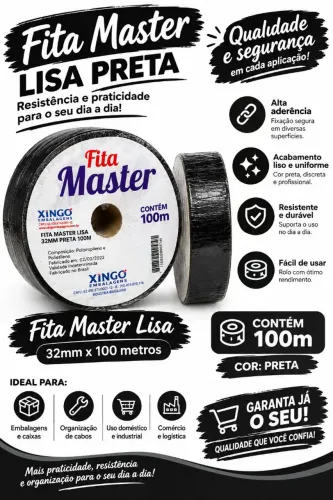 Fita Master Lisa 32mm 100m Cor Preta - Xingó Embalagem