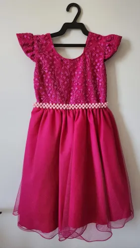 Vestido de Festa Infantil Fúcsia/Pink - Tam. 4