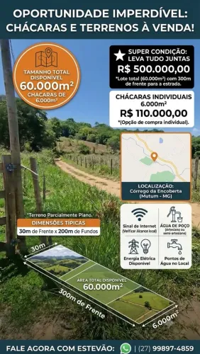 CHÁCARA COM ÁGUA E ENERGIA