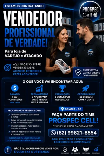 Vaga para Vendedor(a) de Loja de Celulares | Goiânia | Salário + Comissão