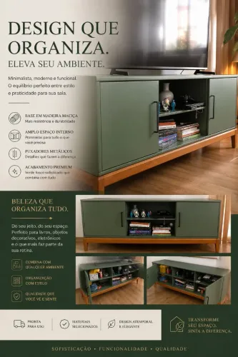 RACK PARA TV - MODERNO, ELEGANTE E MUITO ESPAÇOSO