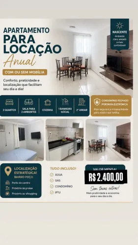 Apt 2 quartos no Poço, com ou sem mobilia