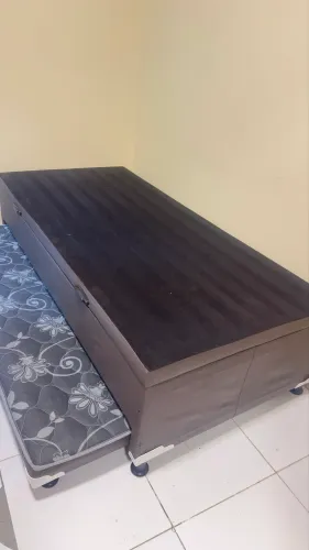 Base Baú Solteiro - Preta - com cama auxiliar 