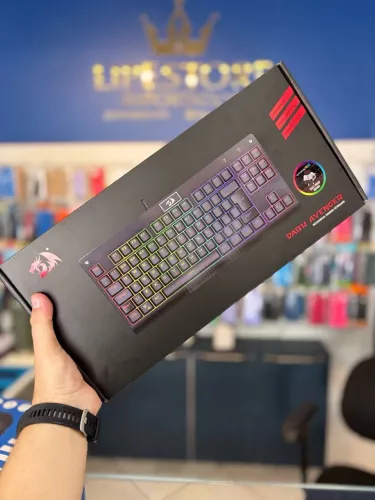 Teclado mecânico RGB redragon stitch marrom lacrado