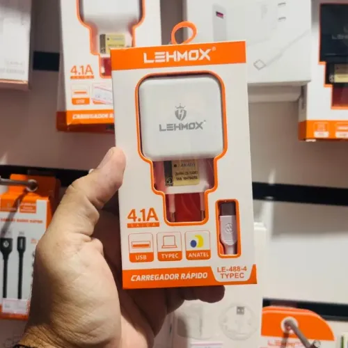 Carregador Rápido 4.1A LEHMOX Fonte com 2 portas USB - Acompanha Cabo Tipo-C