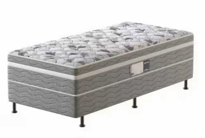 Cama Box Conjugada Solteiro Probel Advanced com Espuma D28 54x88x188cm - Branco e Cinza