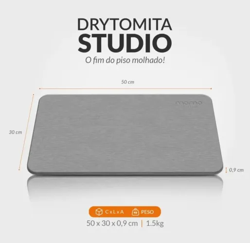 Tapete Para Banheiro Drytomita Studio Pedra Diatomita Momo Lifestyle Cinza Linho 50x30 Cm