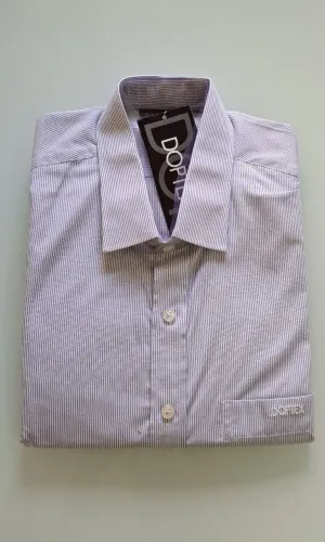 Nova Com Etiqueta Camisa Social Doptex Spagueti 1161 Azul Com Proteção Solar UV 30